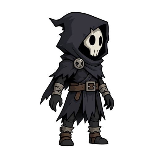 The Doomed character in a tattered hood and skull mask