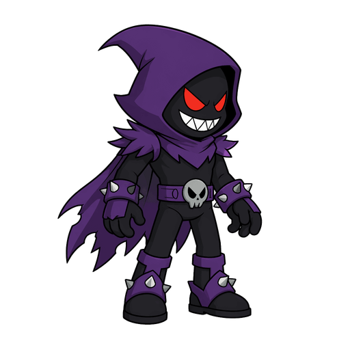 The Menace character in a purple hood and spiked armor
